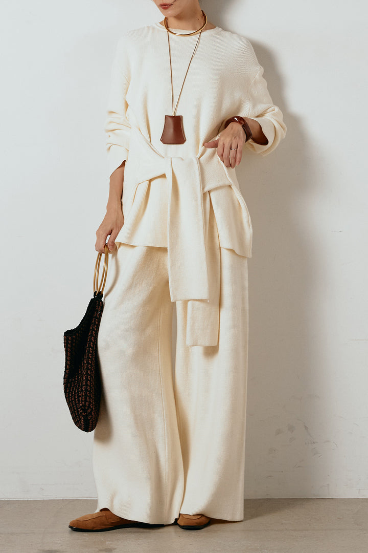 [SET]ウエスト巻きワッフルニットSETUP