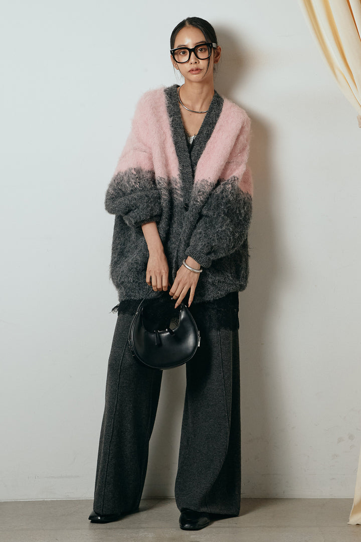 [SET]起毛グラデーションニットカーディガン+センターラインニットパンツ(2set)