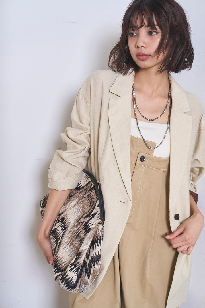 [SET]リネンブレンドテーラードシアージャケット+綿ツイルアシメサロペット(2set)