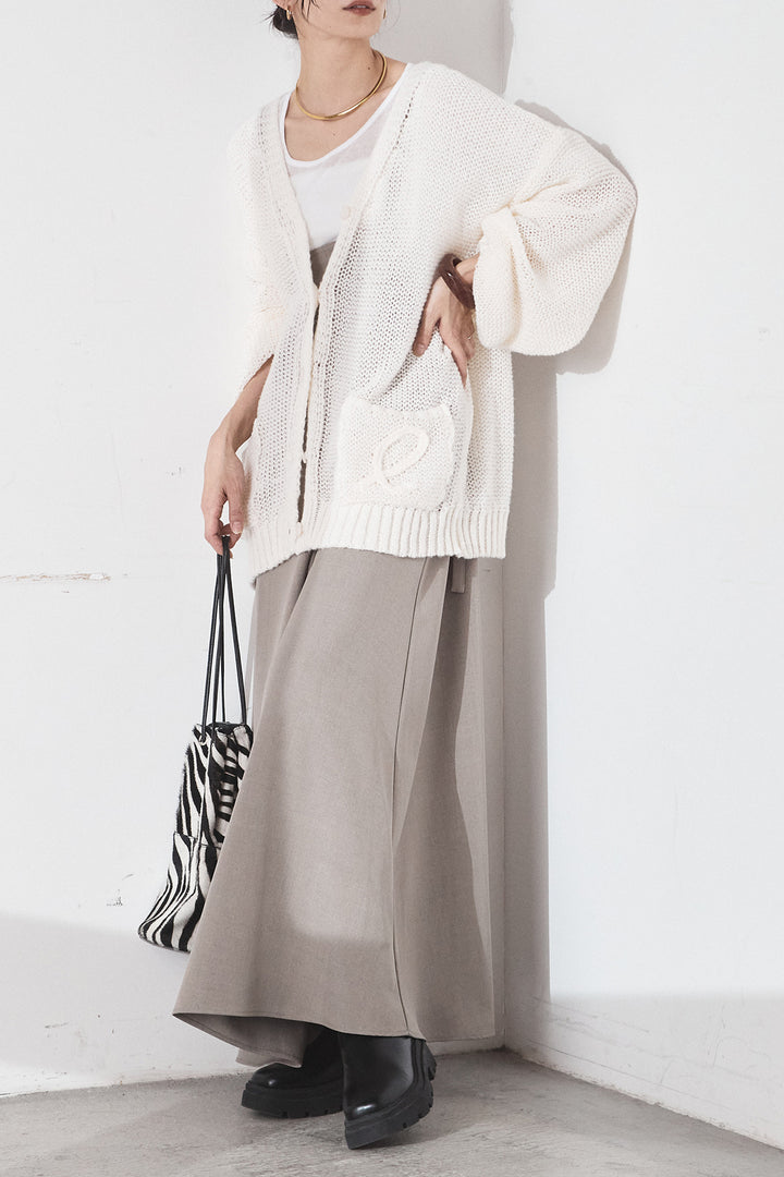 [SET]コード刺繍リラックスニットカーディガン+フレアリラックスキャミワンピース(2set)