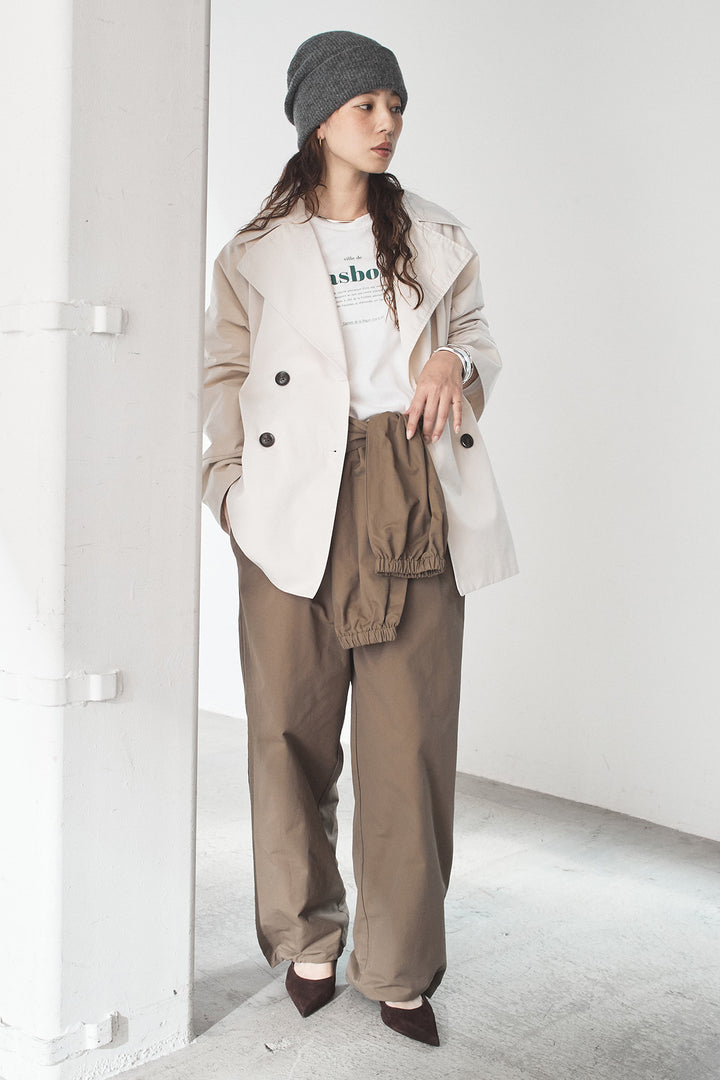 [SET]ナイロントレンチコート+合繊ツイルスタンドウエスト巻きジョガーパンツ(2set)