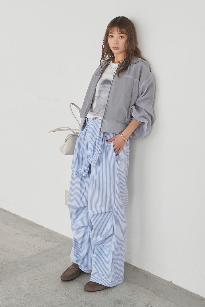 [SET]長袖アソートフォトTシャツ+ストライプウエスト巻きジョガーパンツ(2set)