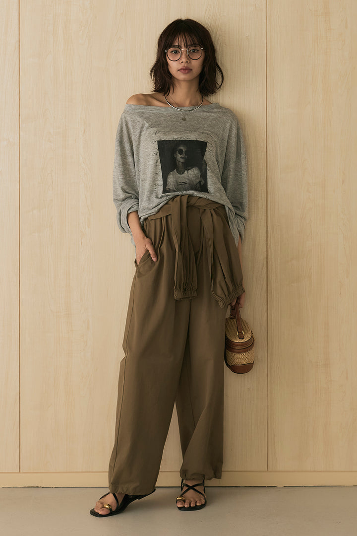 [SET]ヴィンテージグラフィックロンT+合繊ツイルスタンドウエスト巻きジョガーパンツ(2set)