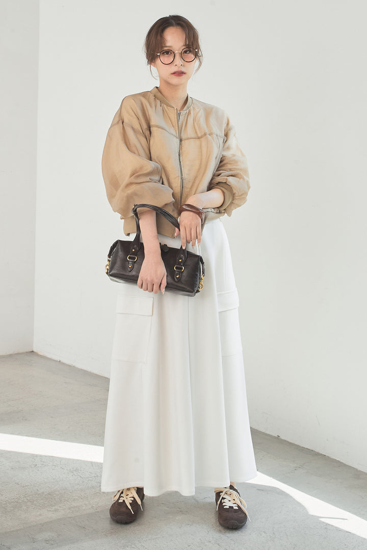 [SET]シアー×ポンチブルゾン+リラックススウェットスカート(2set)