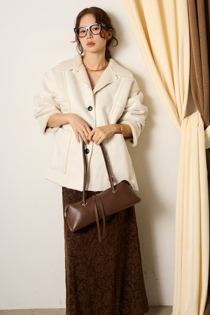 [SET]エコムートンカバーオール+花柄刺繍ベロアフレアスカート(2set)