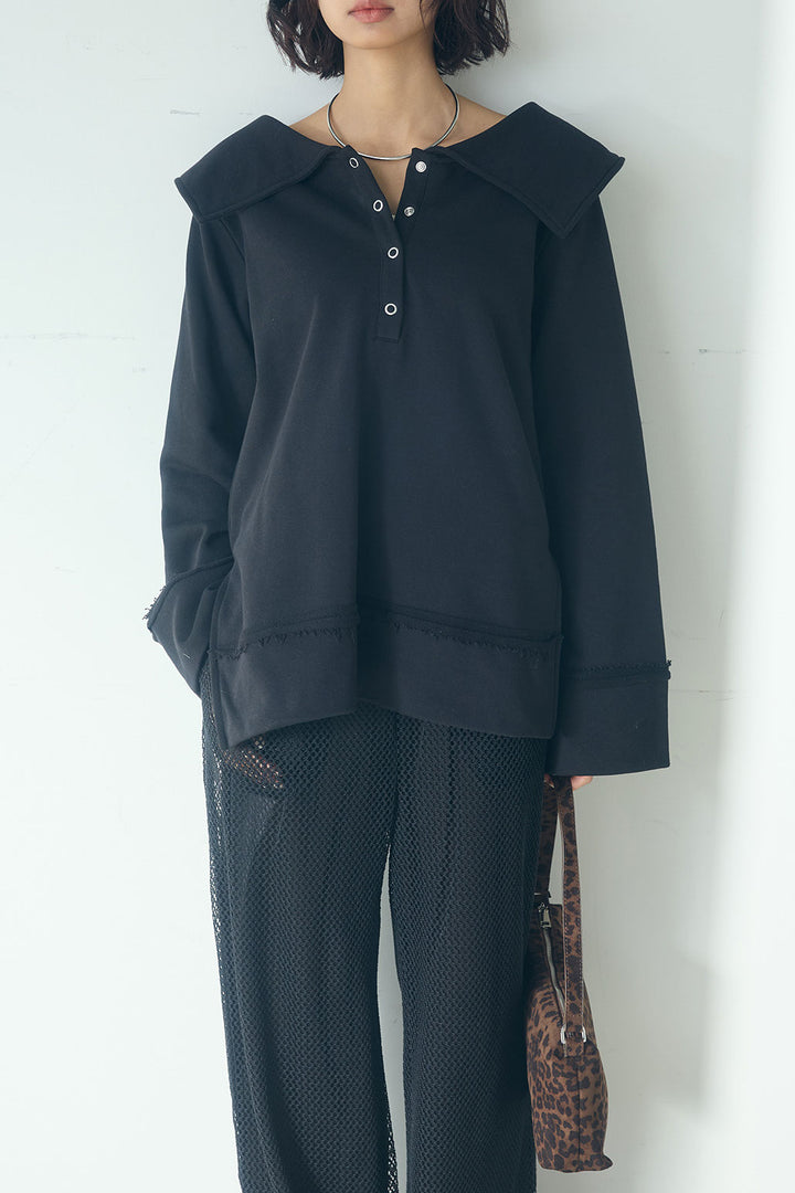 [SET]ビッグカラー2WAYスウェットトップス+メッシュリラックスパンツ(2set)