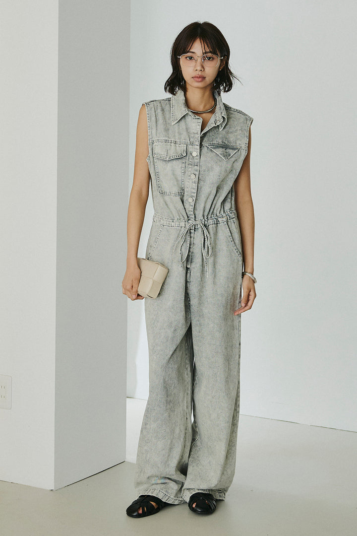 [SET]ケミカルデニムノースリロンパース