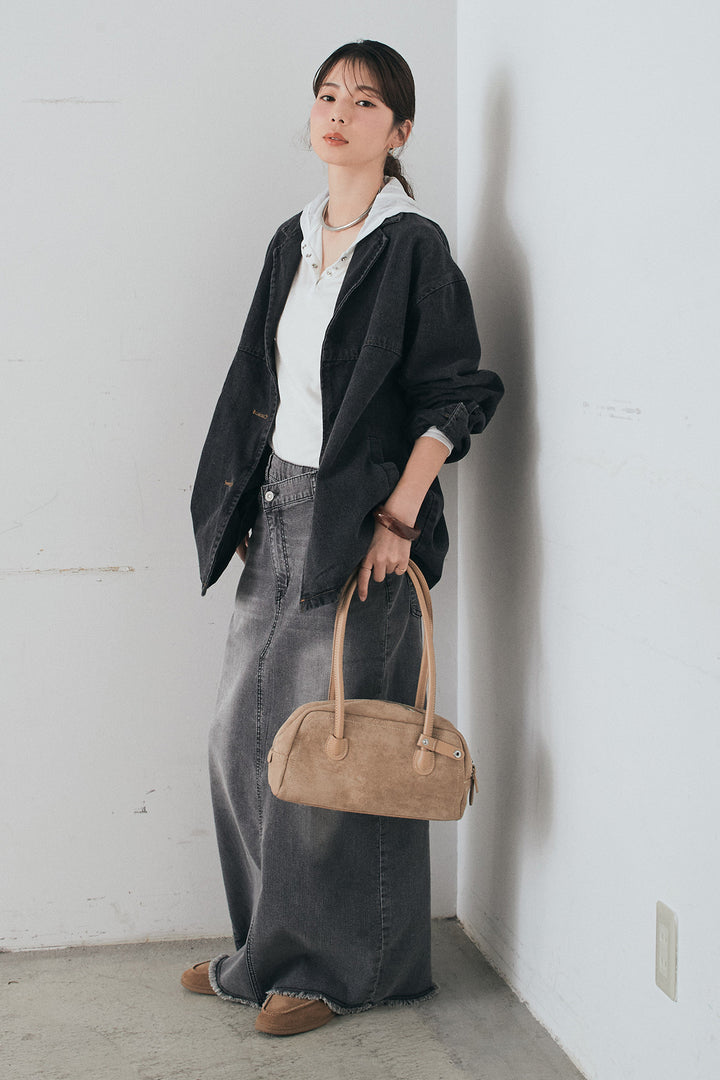 [SET]オーバーデニムジャケット+ウエストクロスデニムタイトスカート(2set)