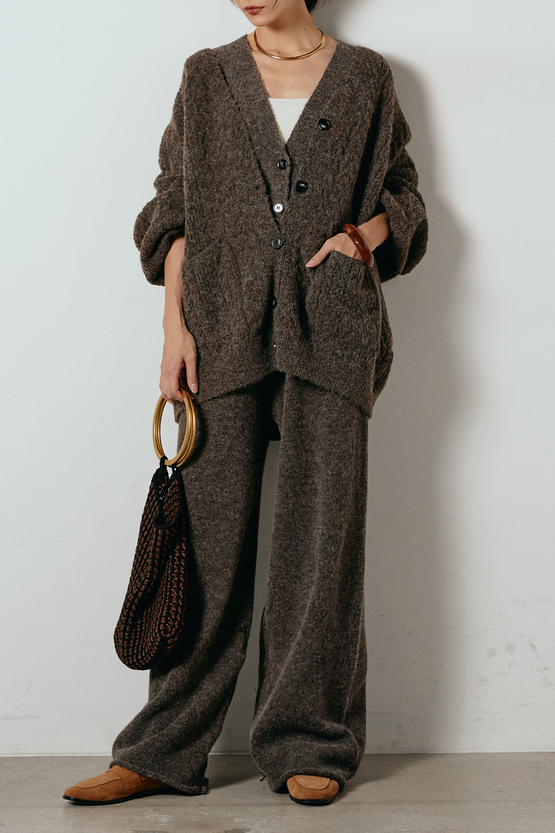 [SET]3ピースフロントボタンニットSETUP