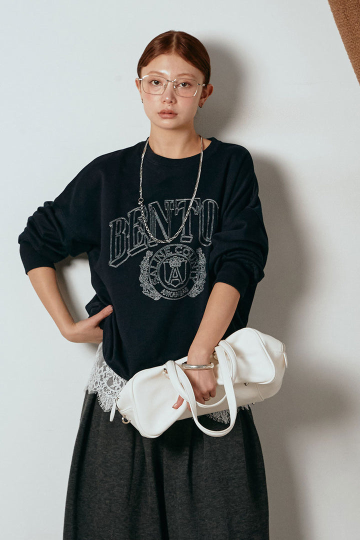 [SET]フロントロゴスウェットプルオーバー+カップ付きレースドッキングキャミソール(2set)