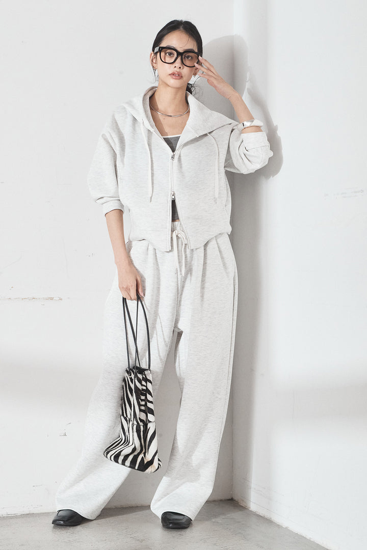 [SET]スウェットドルマンジップフードパーカー+スウェットコクーンイージーパンツ(2set)