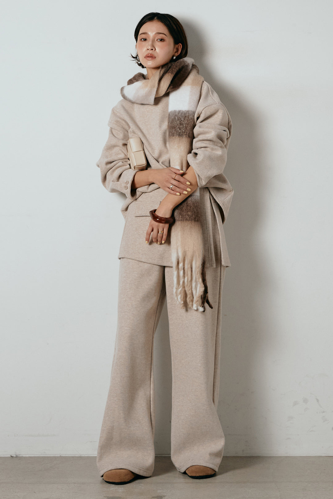 [SET]チェックマフラー付きニットSETUP