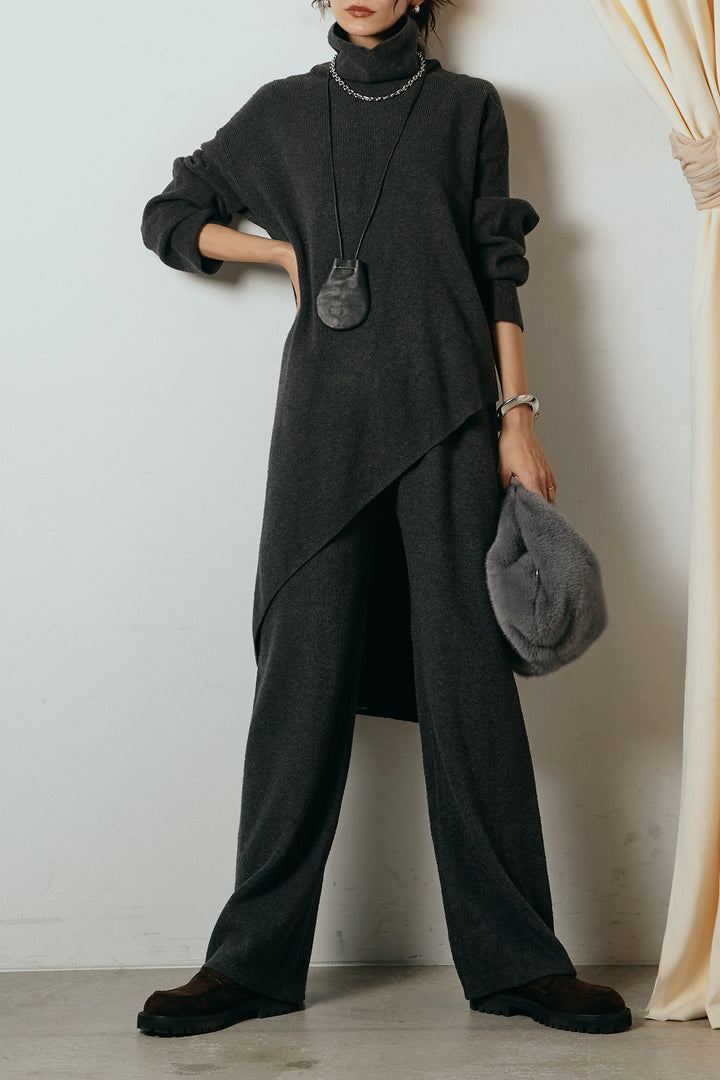 [SET]裾アシンメトリーニットSETUP