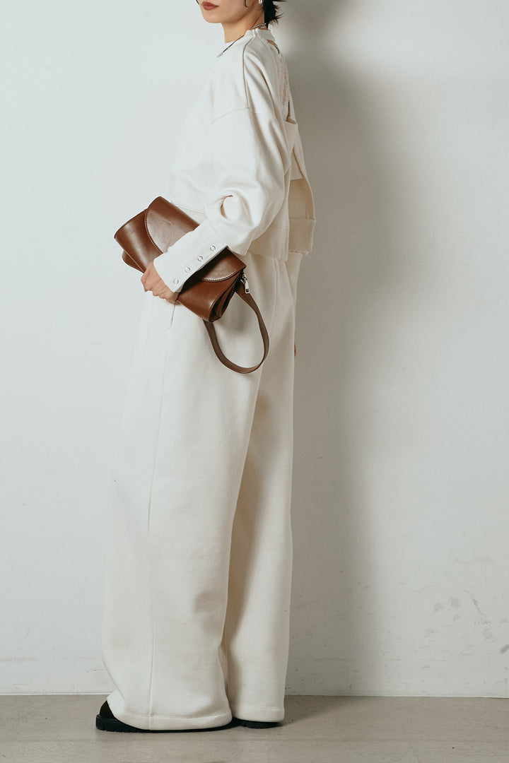 [SET]裏毛バックオープンプルオーバー+裏起毛スウェットワイドパンツ(2set)