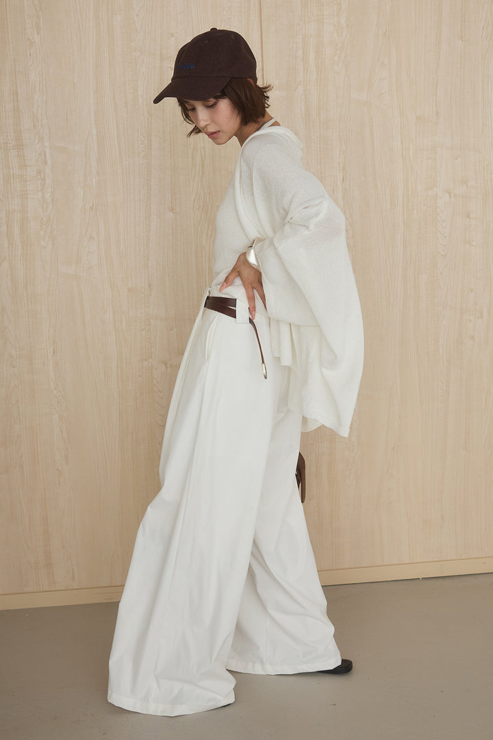 [SET]オーバードルマンカーディガン+ホルターネックインナー+ベルトループデザインハイウエストタックパンツ(3set)