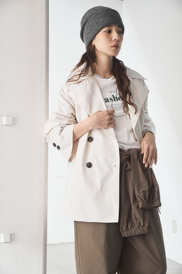 [SET]ナイロントレンチコート+合繊ツイルスタンドウエスト巻きジョガーパンツ(2set)