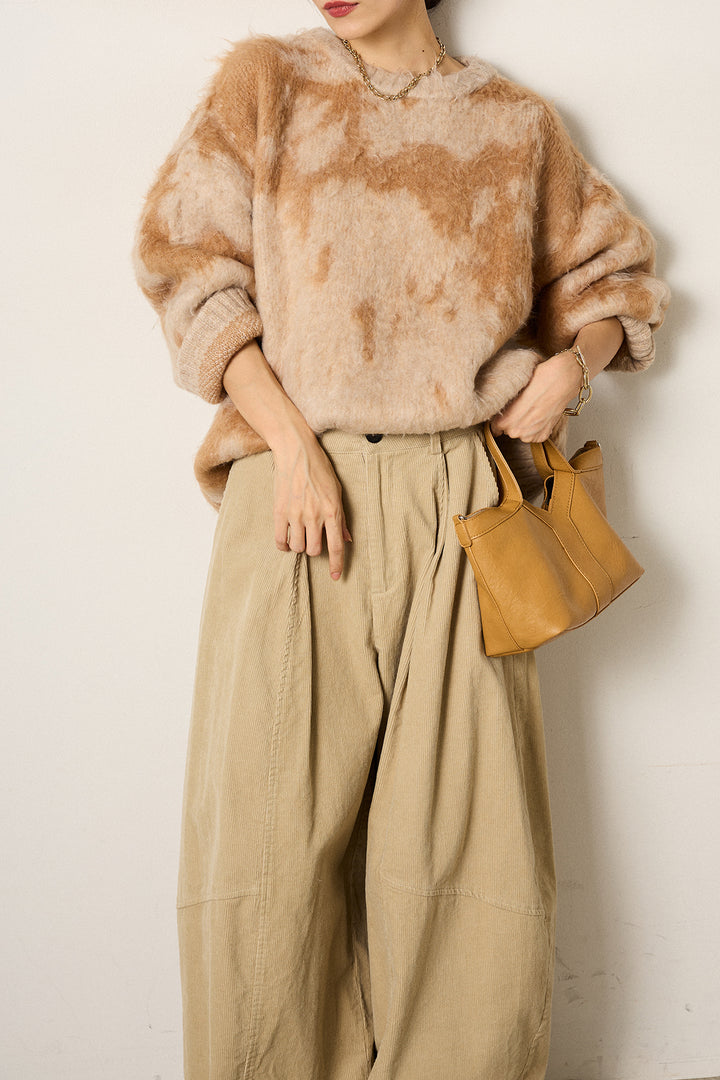 【着回しセット】[SET]モヘアタッチマーブルニット+モヘアタッチマーブルニット+タック入りコーデュロイワイドパンツ(3set)