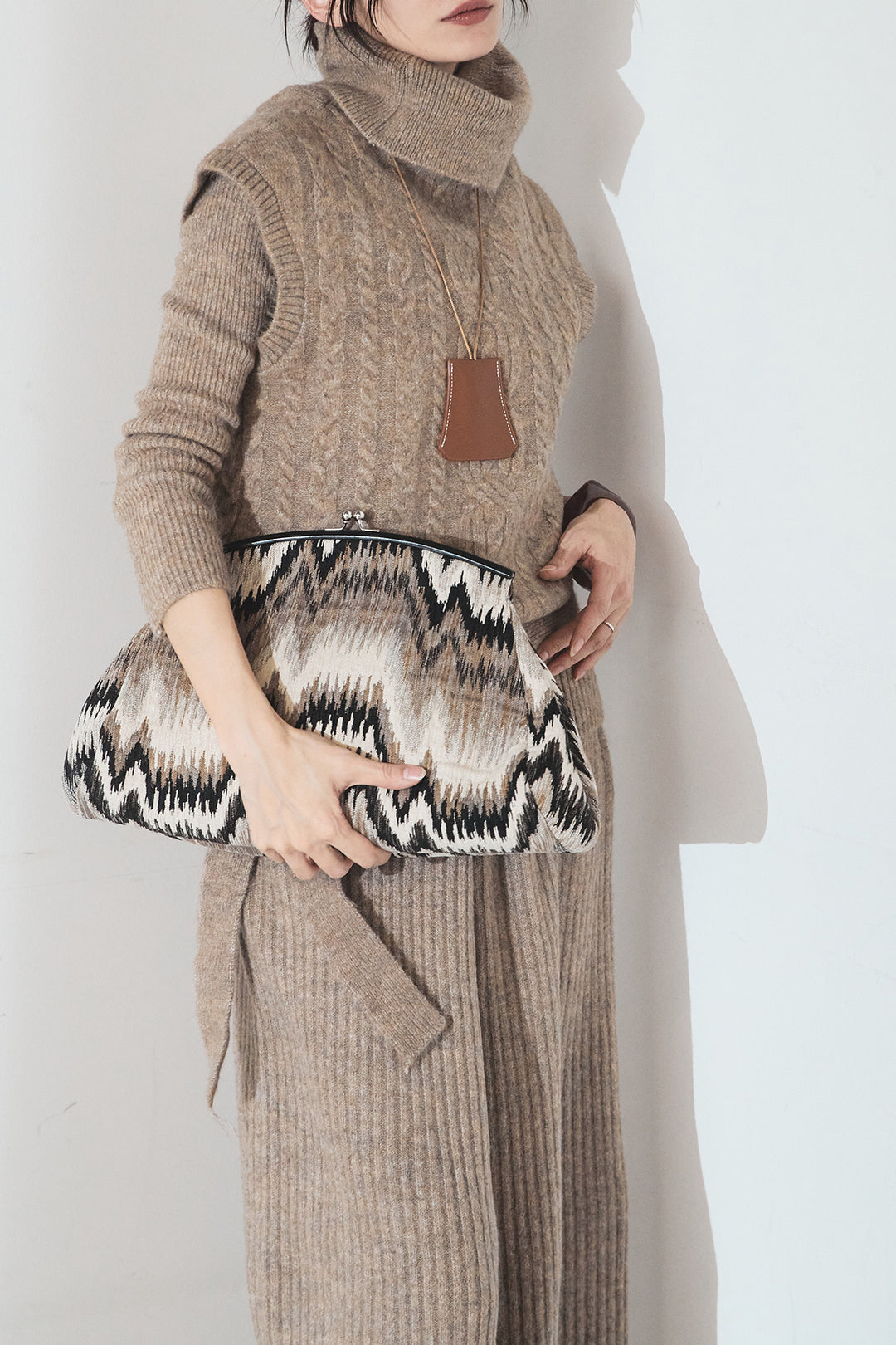 [SET]3ピースハイネックニットベストSETUP