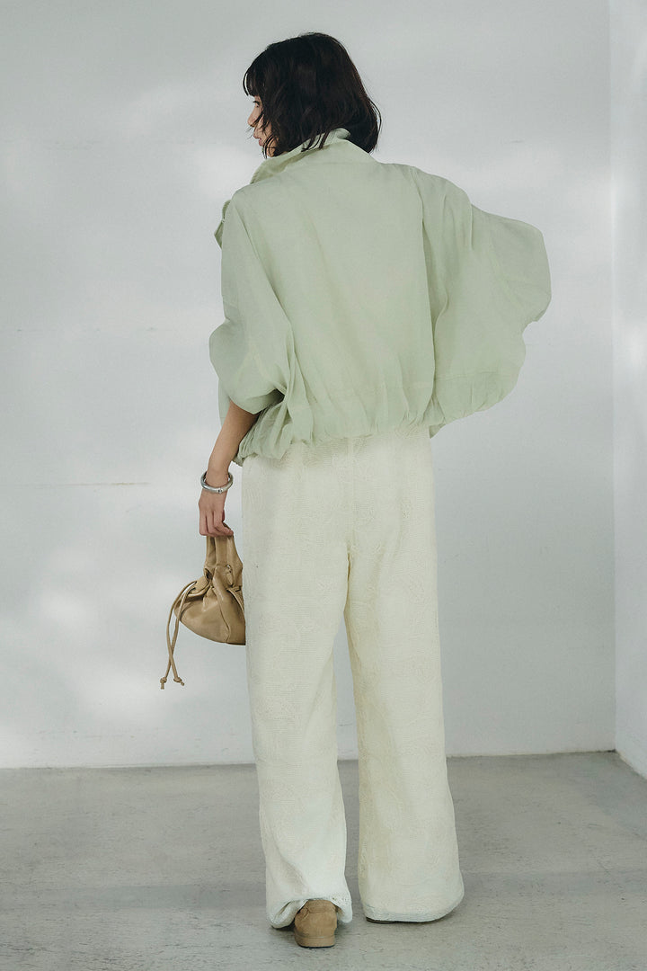 [SET]スタンドネックシアーブルゾン+レースサロペット(2set)