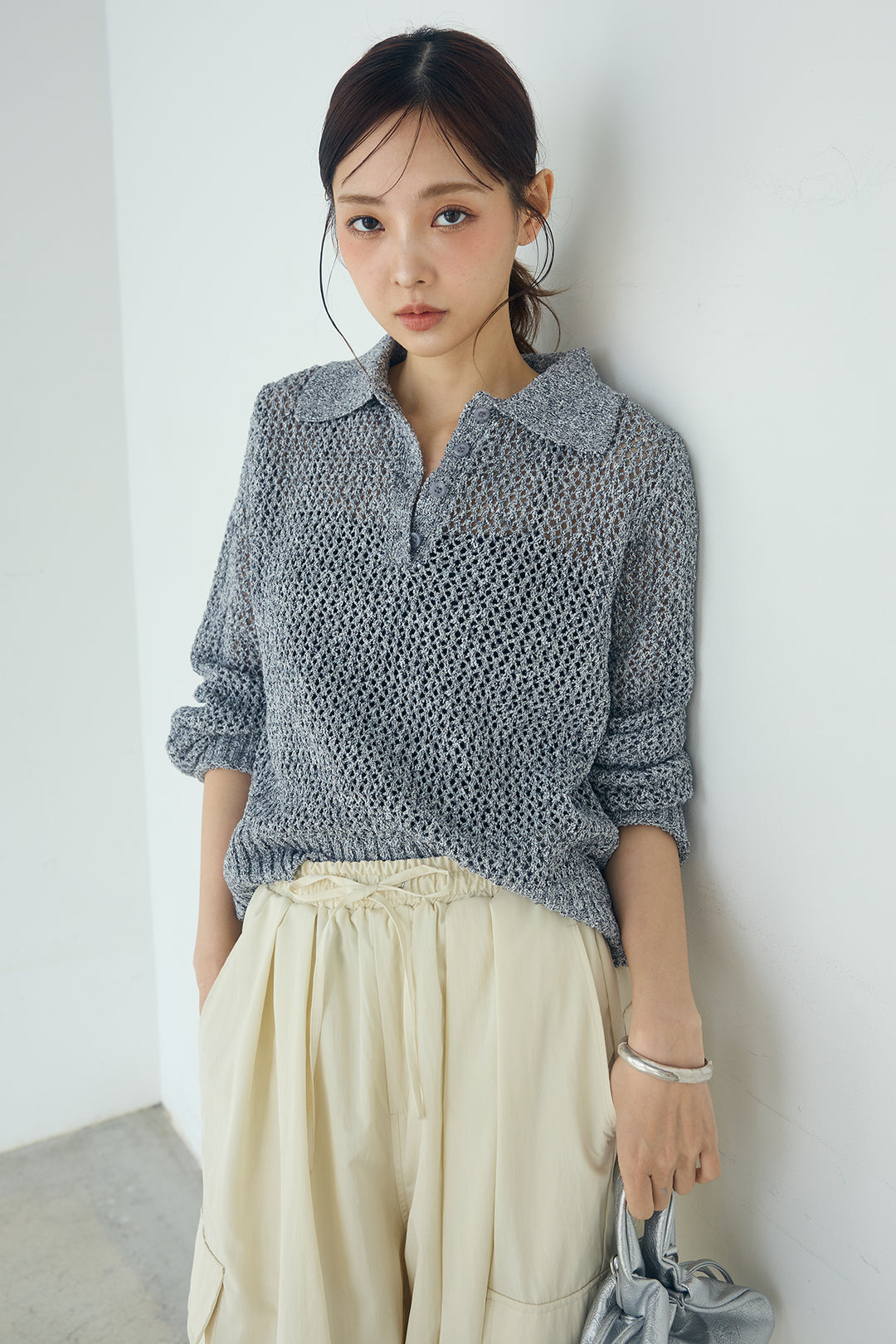 [SET]ミックスメッシュポロニット+撥水ジョガーパンツ(2set)