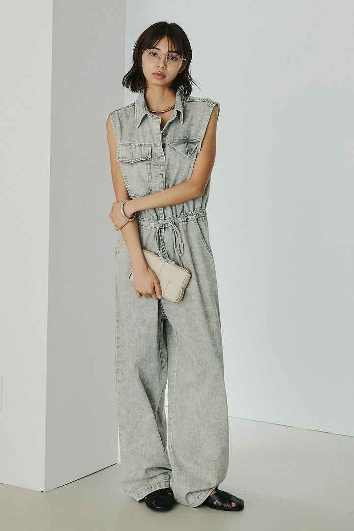 [SET]ケミカルデニムノースリロンパース