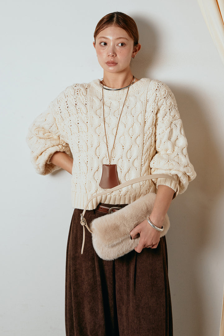 [SET]バルキーケーブルプルオーバー+コーデュロイサイドタックコクーンパンツ(2set)