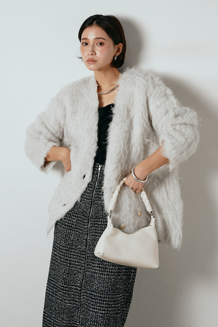 ウェーブシャギーニットジャケット