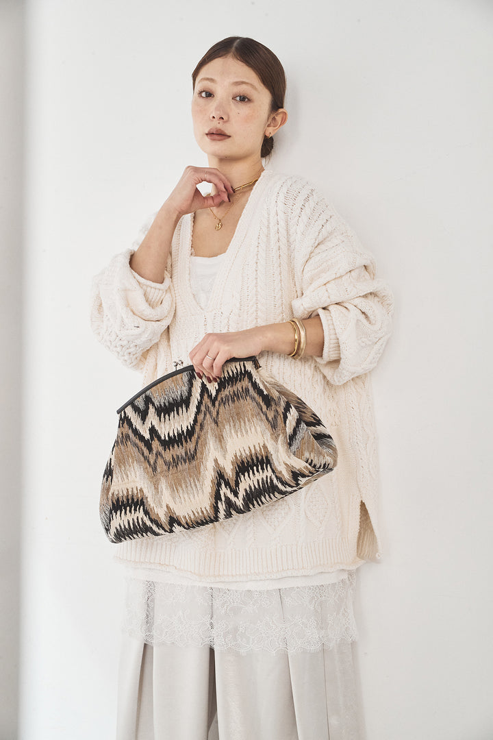 [SET]ケーブルVニットセーター+サテンタックワイドパンツ(2set)