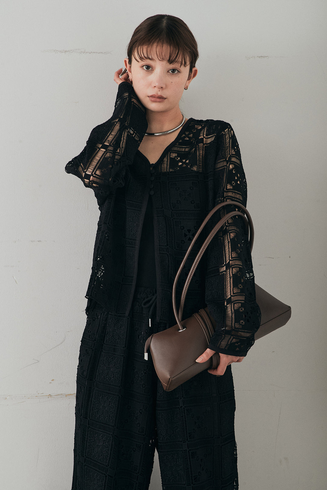 [SET]クロシェレースカーディガン+クロシェレースイージーパンツ(2set)