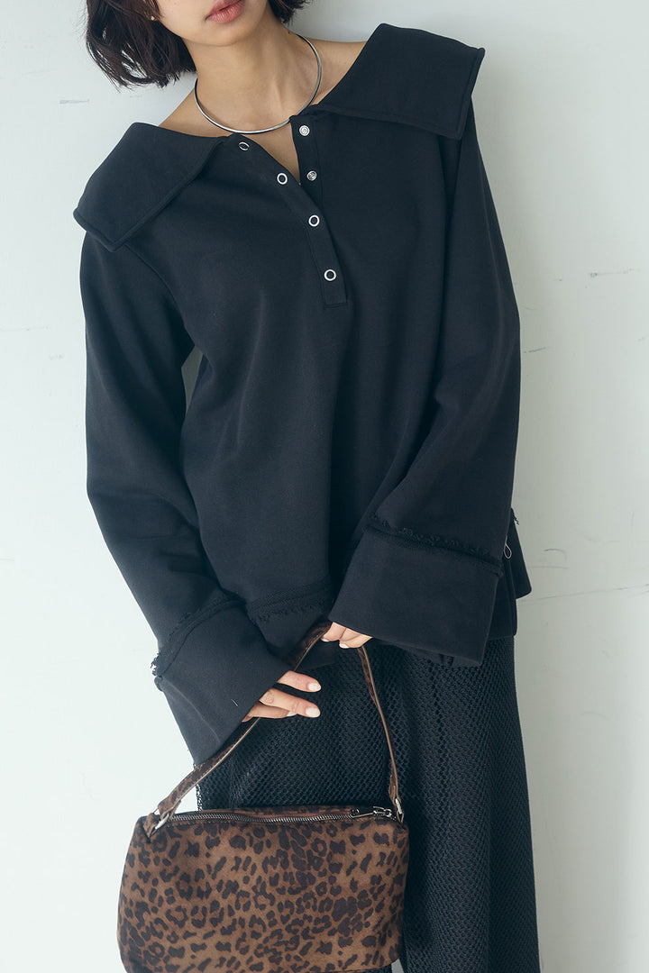 [SET]ビッグカラー2WAYスウェットトップス+メッシュリラックスパンツ(2set)