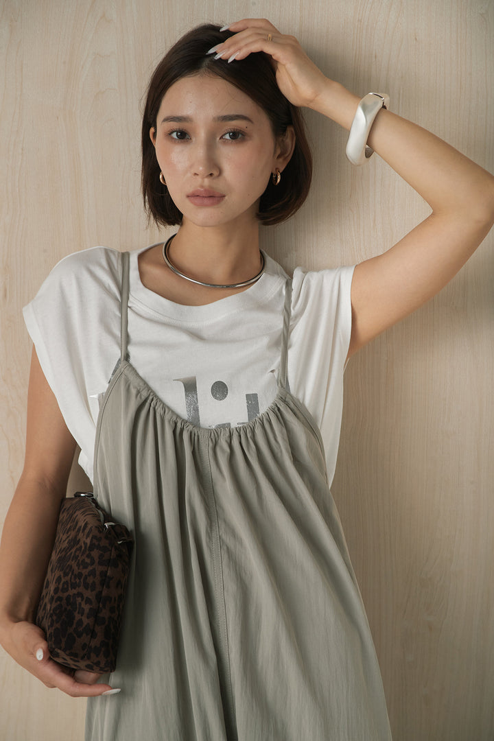 [SET]ビッグロゴプリントTシャツ+ポケット付きワッシャーキャミワンピ(2set)