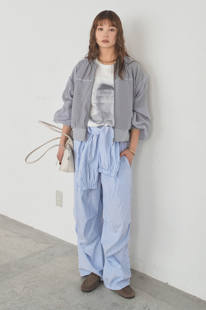 [SET]長袖アソートフォトTシャツ+ストライプウエスト巻きジョガーパンツ(2set)