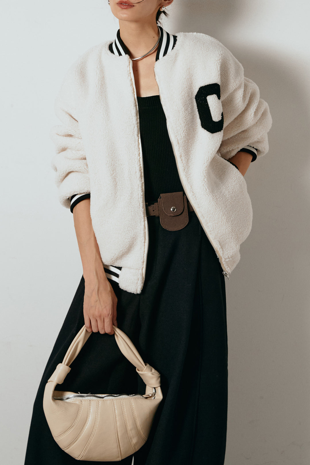 [SET]ロゴスタジャンボアブルゾン+ポーチベルト付きカーブパンツ(2set)