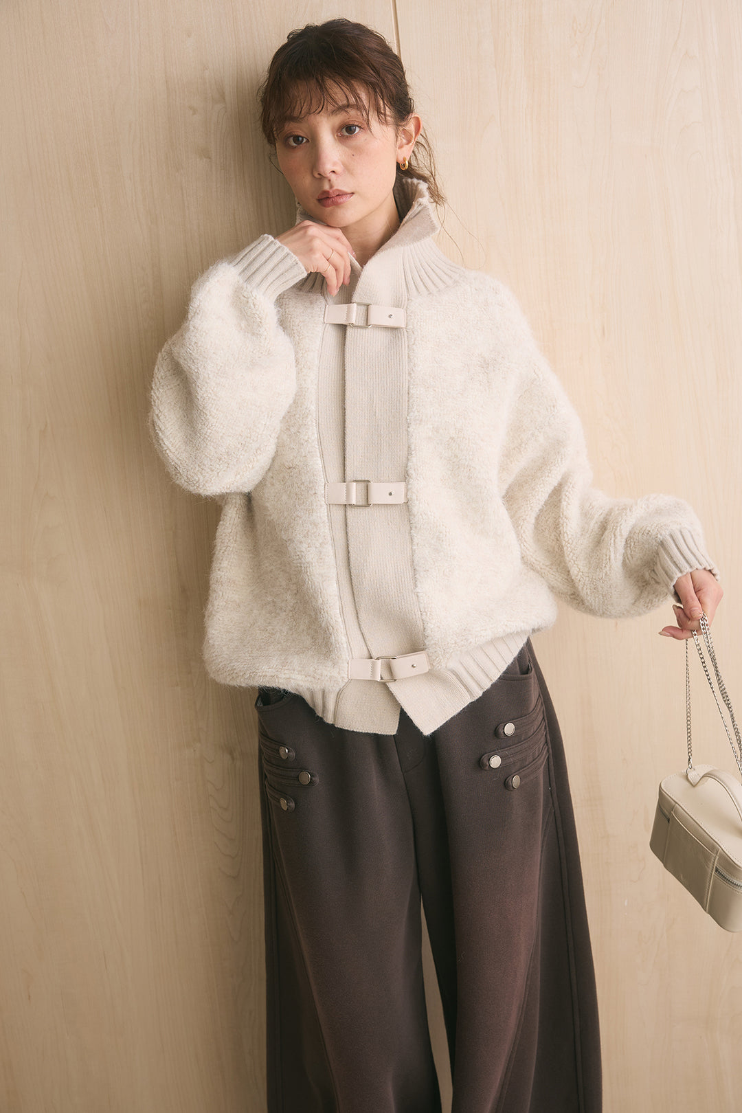 [SET]ブークレーハイネックニットジャケット+ナポレオンディテールカーブパンツ(2set)