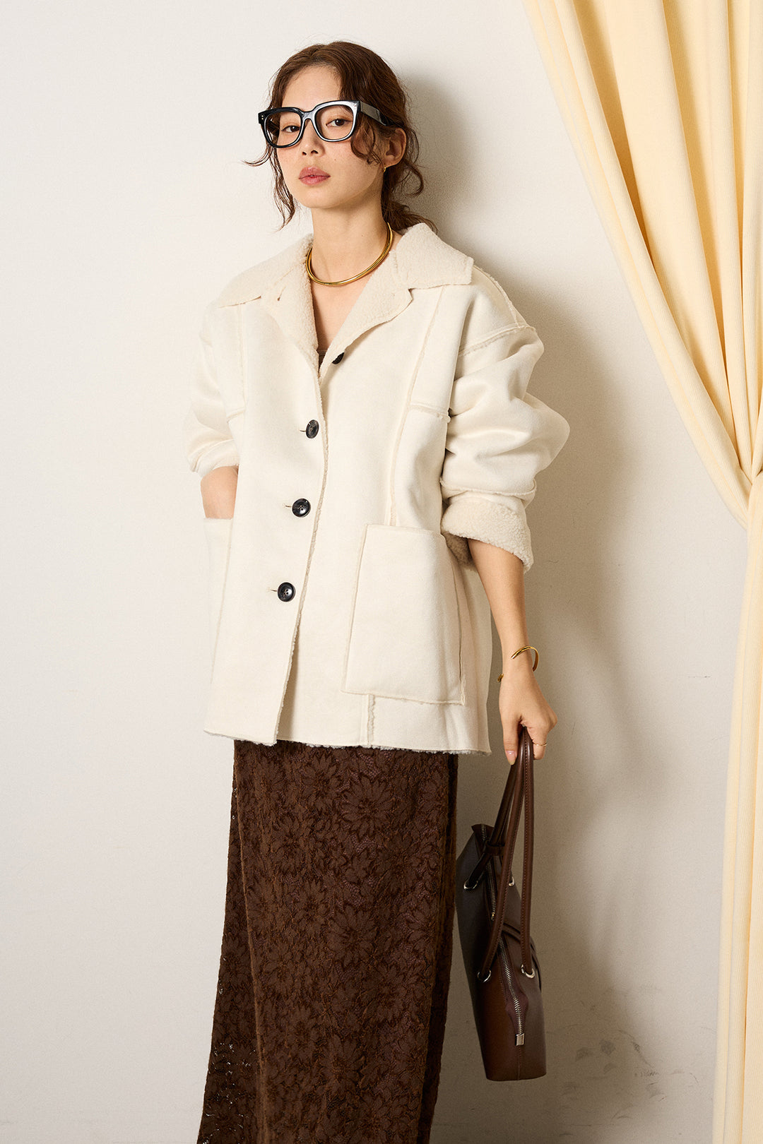 [SET]エコムートンカバーオール+花柄刺繍ベロアフレアスカート(2set)