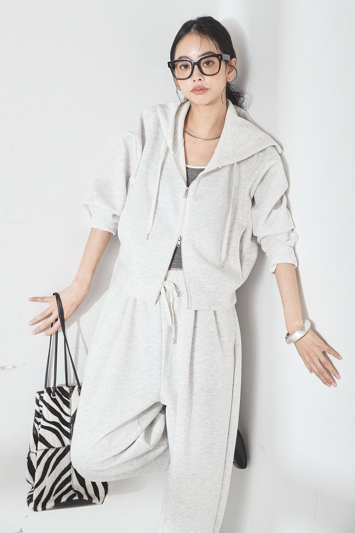 [SET]スウェットドルマンジップフードパーカー+スウェットコクーンイージーパンツ(2set)