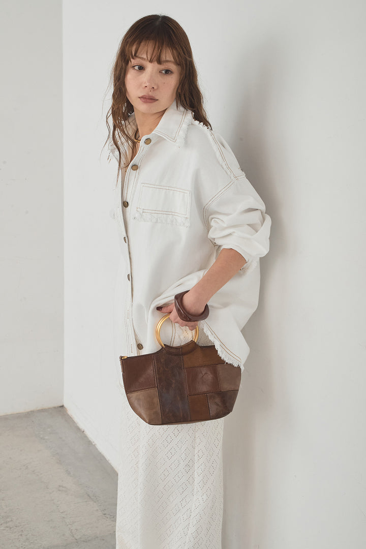 [SET]フリンジデニムジャケット+ダイヤ柄レースロングイージーパンツ(2set)