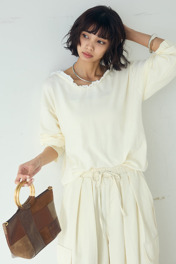 [SET]クールクール異素材コンビオフショルプルオーバー+撥水ジョガーパンツ(2set)