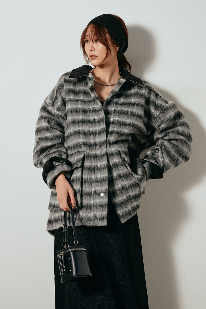 [SET]チェックシャギーミドルカバーオール+スウェードライクロングスカート(2set)