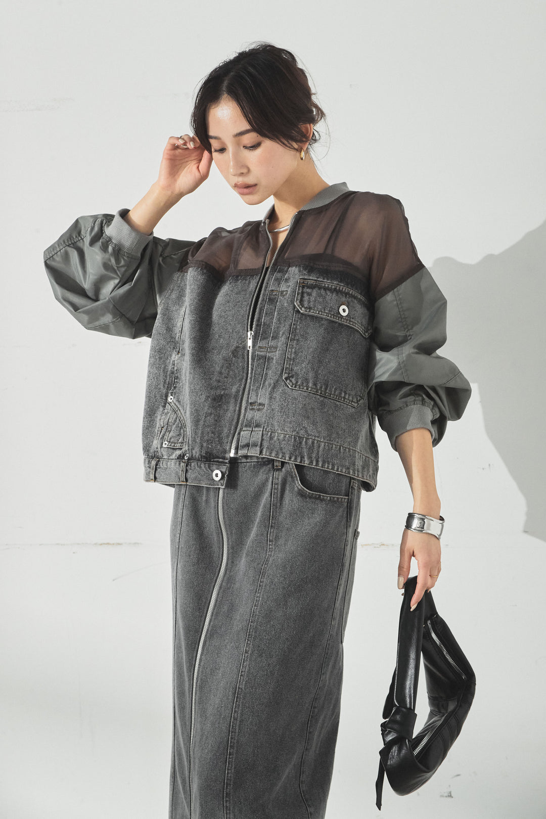 デニムコンビネーションブルゾン