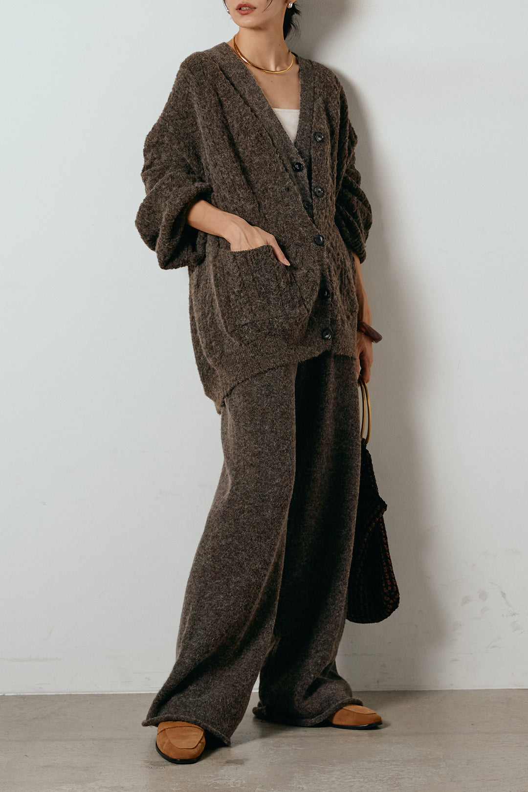 [SET]3ピースフロントボタンニットSETUP