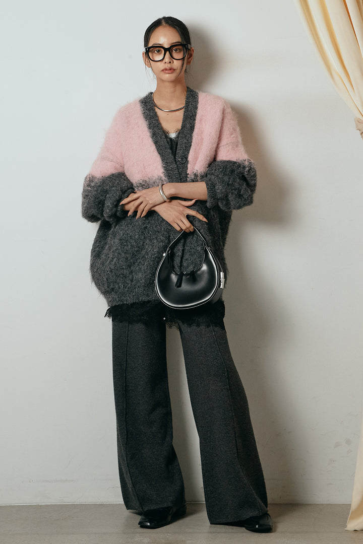 [SET]起毛グラデーションニットカーディガン+センターラインニットパンツ(2set)