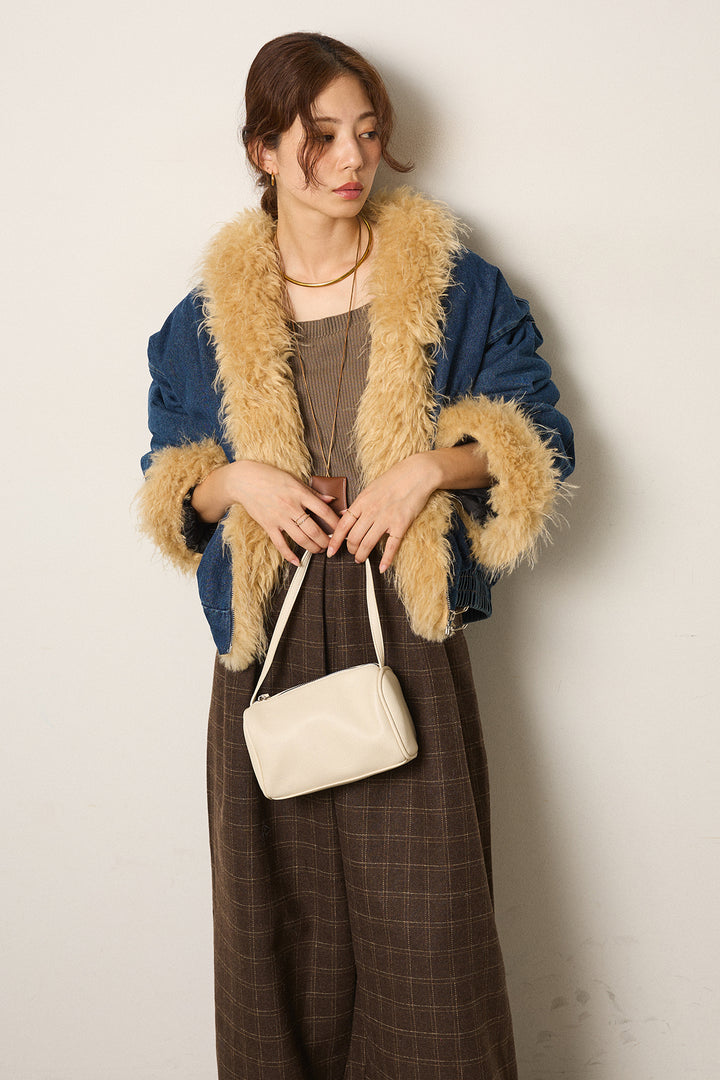 [SET]エコファーデニムボアジャケット+ウールライクチェックタックパンツ(2set)