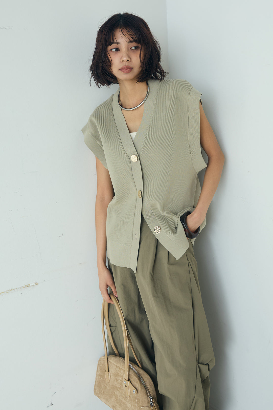 [SET]ポリウーリーメタルボタンベスト+ドライタフタタックバレルパンツ(2set)