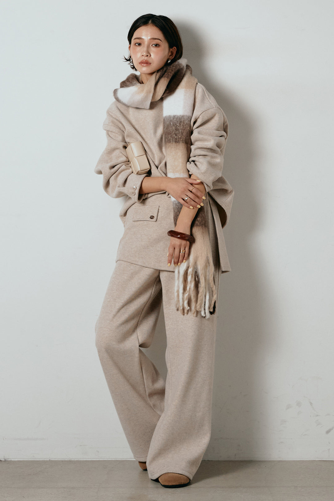 [SET]チェックマフラー付きニットSETUP