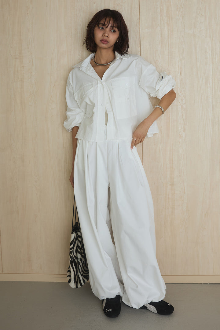 [SET]ビッグポケットシャツ+裾絞りワイドパンツ(2set)