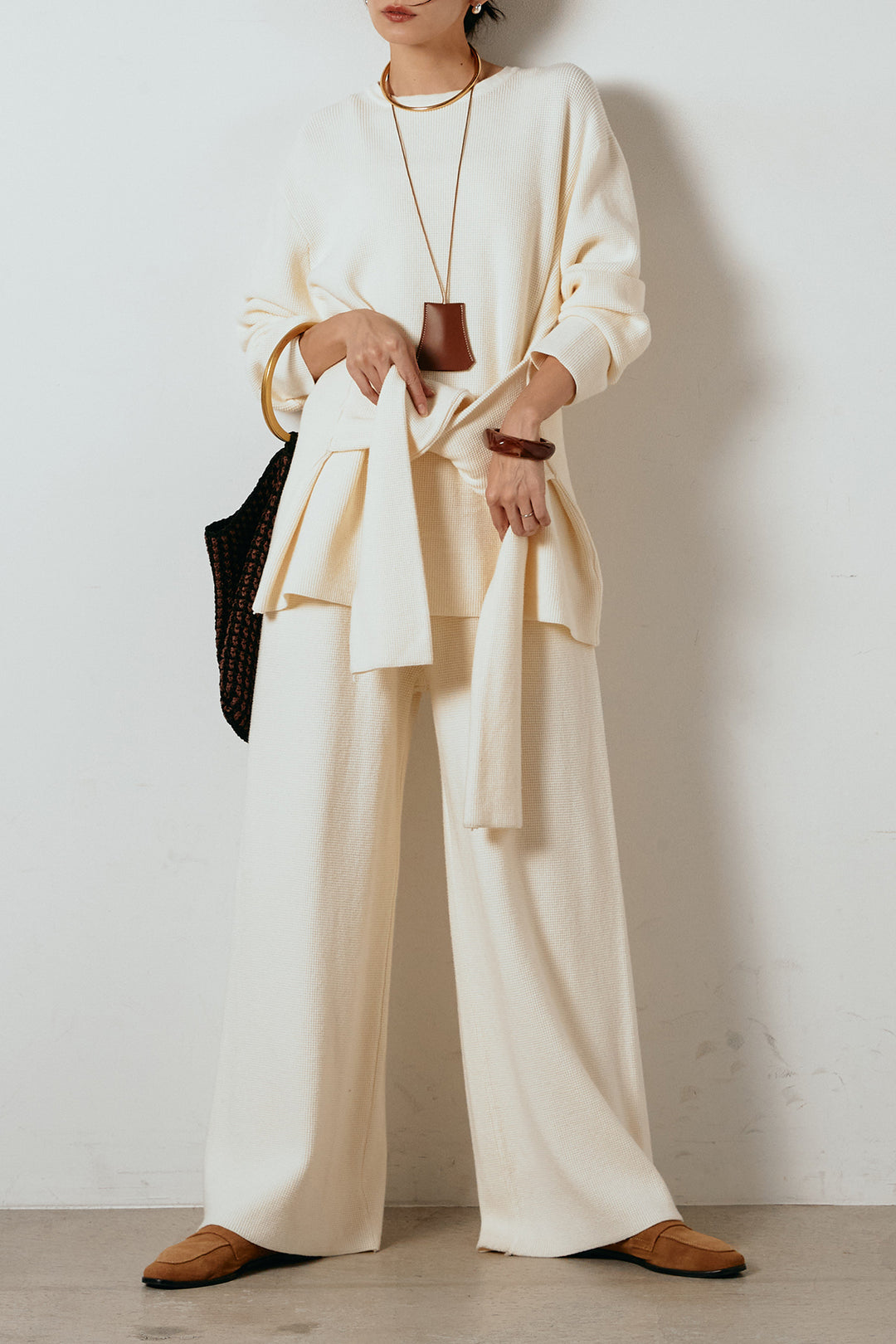 [SET]ウエスト巻きワッフルニットSETUP