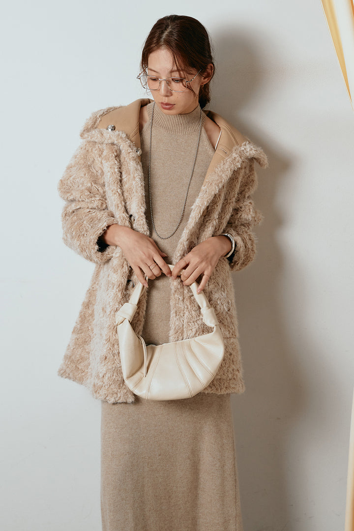 [SET]リバーシブルボアアウター+ノースリーブニットロングワンピース(2set)