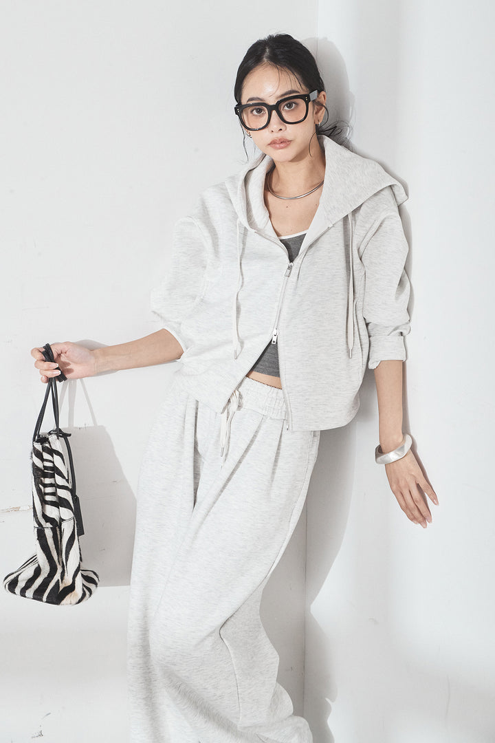 [SET]スウェットドルマンジップフードパーカー+スウェットコクーンイージーパンツ(2set)