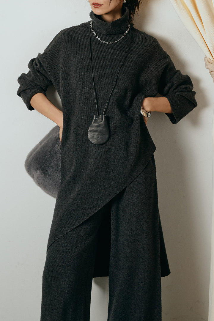 [SET]裾アシンメトリーニットSETUP